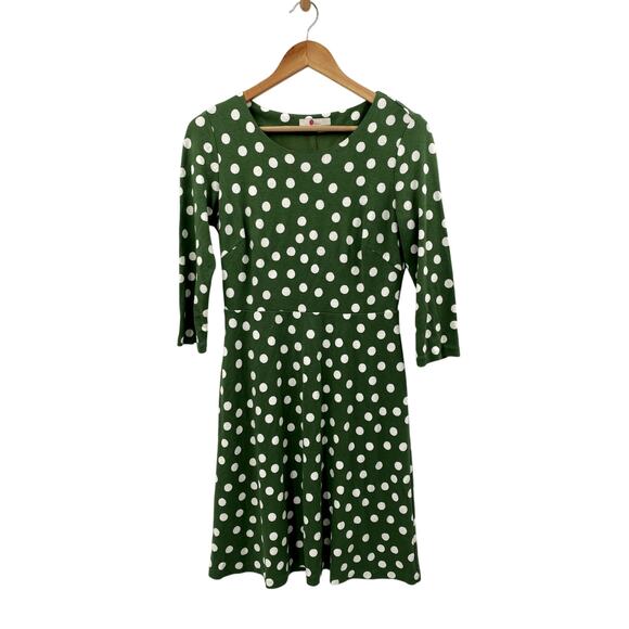 Boden 6P Green Polka Dot Half Sleeve Dress - Picture 1 of 4